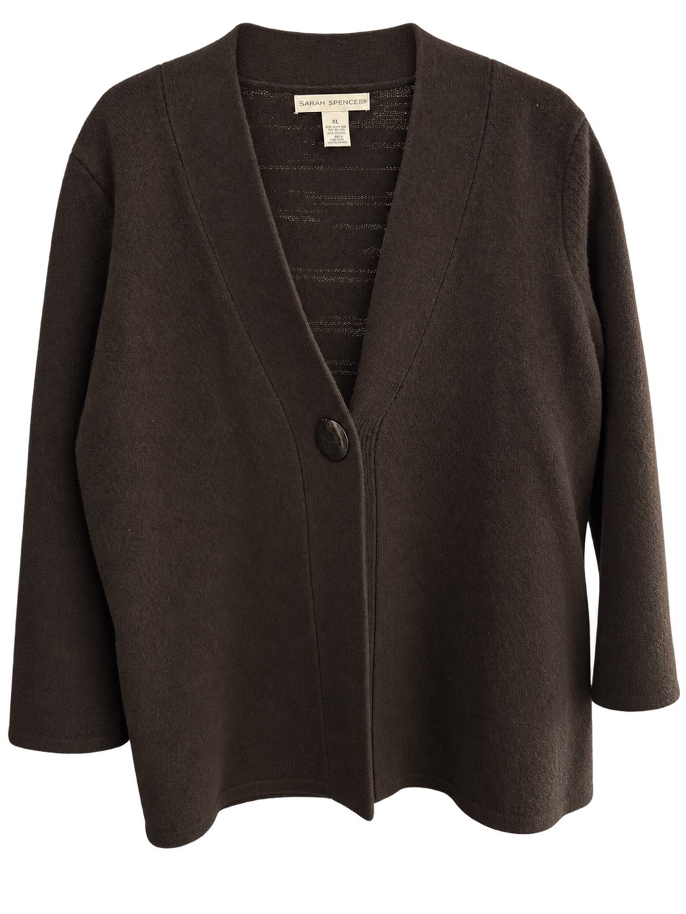 Sarah Spencer Brown V‑Neck Single Button Cardigan